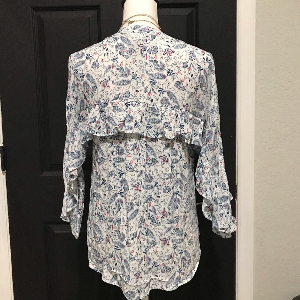 Lauren Conrad NWT floral Paisley ruffle sleeve peasant Blouse Sz Xs. Cottagecore - Picture 5 of 8